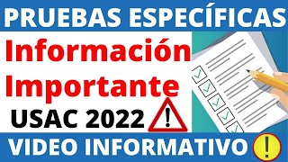 📄PRUEBAS ESPECÍFICAS  Información Importante  Universidad de San Carlos de Guatemala ✅⚠ [upl. by Dnob]