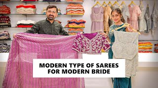 Different Sarees for a Modern Bride  Bridal Sarees for Mehendi Sangeet Wedding 2024 [upl. by Atimed]