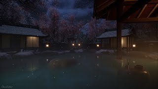 Onsen Ambience In A Mountain Village  Onsen Water Sounds [upl. by Hayne]