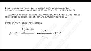 ESTADÍSTICA INFERENCIAL I EJERCICIO 1 ESTIMACIONES PUNTUALES MEDIA VARIANZA Y PROPORCIÓN [upl. by Tildi]