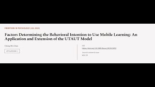 Factors Determining the Behavioral Intention to Use Mobile Learning An Application a  RTCLTV [upl. by Goddard]