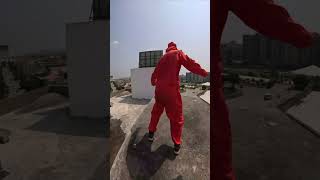 Moneyheist parkour running 😂parkourfreerunning rooftop shortslife [upl. by Iives]