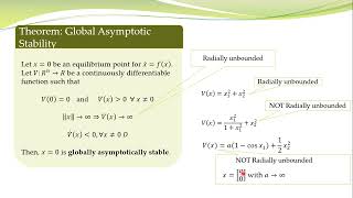 NCS  17a  Global Asymptotic Stability  Lyapunov Theorem [upl. by Zellner]