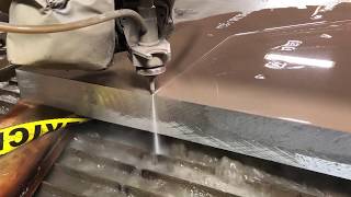 Water Jet Cutting through 3quot inch thick Aluminum Metal 4 x 6 [upl. by Eiramesor]