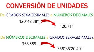 Convertir Grados Sexagesimales a Números Decimales y Viceversa  CONVERSIÓN DE UNIDADES [upl. by Ailongam901]