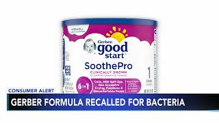 Gerber powdered infant formula voluntarily recalled due to possible bacteria exposure [upl. by Irahcaz]