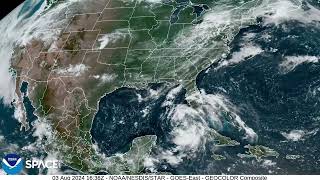 Tropical Storm Debby seen from space in timelapse expected to  strengthen rapidly [upl. by Vullo]