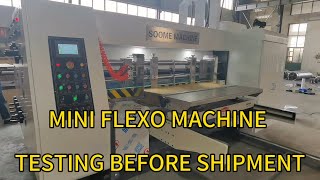 Bulgaria  Mini flexo testing before shipment 2colors printer rotary diecutter with inbuilt slotter [upl. by Neehahs227]