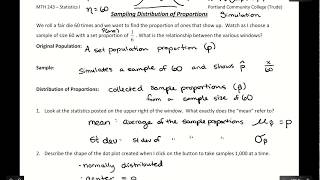 Sampling Distribution of Proportions Simulation [upl. by Nwahsirhc535]