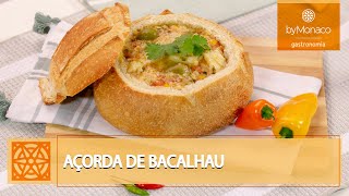 AÇORDA DE BACALHAU  RECEITA SIMPLES A BASE DE PÃO E ÁGUA  BY MONACO [upl. by Obaza102]