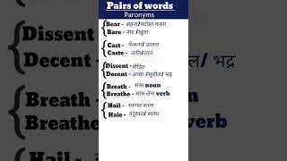 Pairs of words paronyms in English how to learn English IELTS Vocabulary English Vocabulary [upl. by Trygve701]