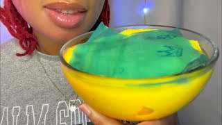 ASMR  soft mango 🥭 ice cream 🍦 w frozen fruit roll up 💙 [upl. by Rabma527]