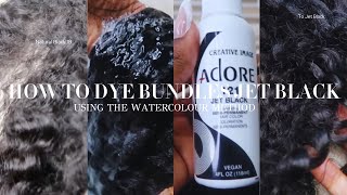 How To Dye Curly Raw Hair Jet Black Using The Watercolour Method [upl. by Johanan]