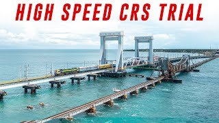 CRS Inspection  High Speed Train Trial and Bridge Lifting on New Pamban Bridge [upl. by Nazus]