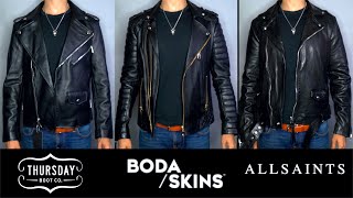 Best Leather Jacket Under 500  Thursday 20 Vs Allsaints Vs Boda Skins [upl. by Anahsar]