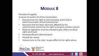 Public Law N6 Administrative Law and the principle of Legality  Module 8  Mr HB Dlamini [upl. by Nazus446]