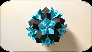 🌸 ORIGAMI MODULAR KUSUDAMA FLOR  Origami tutorial  Kusudama estrella paso a paso [upl. by Felicie]