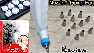 Nozzles amp Piping Bag Kit For BeginnersCake DecorationReview [upl. by Aibsel]