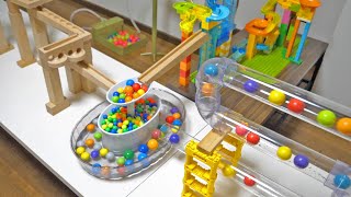 Marble run race ASMR ☆ Round and round transparent tunnel colorful elevator and usual wooden slope [upl. by Remy108]