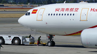 Hainan Airlines A330200 Pushback and Takeoff at Seattle [upl. by Anasor]