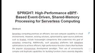 SPRIGHT High Performance eBPF Based Event Driven Shared Memory Processing for Serverless Computing [upl. by Jarrod792]