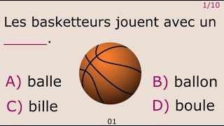 🇫🇷 A1B1  French VOCABULARY Test  SPORTS amp LEISURE Vocabulary  10 Questions QUIZ [upl. by Slavic]