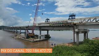 TUDO PRONTO PARA O LANÇAMENTO DA 3 VIGA DO VÃO 2 PONTE DO RIO ARAGUAIA BR153 PATO 24032024 [upl. by Ahtaela]