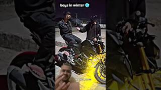 Boys in winter ❄️ automobile mt15 rider greenscreen bike youtubeshorts shorts [upl. by Holihs]