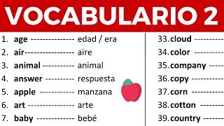 Vocabulario en inglés con pronunciación lección 2 de 8 200 palabras en inglés y español [upl. by Cy]