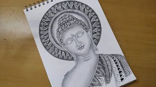 How to draw Mandala art of Lord Buddha  Buddha Purnima  Zentangle art  Doodle art  Easy drawing [upl. by Asiole]