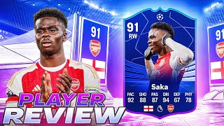 👀91 UCL TOTGS SAKA PLAYER REVIEW  EA FC 24 ULTIMATE TEAM [upl. by Benildis]