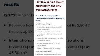 Kfin Technolgies Result Overviewmutualfund longterm investment stockmarket stocks invest [upl. by Atirrehs732]