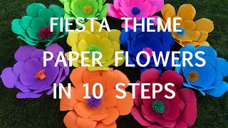 DIY FIESTA THEME PAPER FLOWERS IN 10 STEPS [upl. by Airlee]