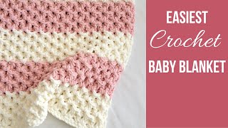 Easiest Crochet Baby Blanket 1 Row Repeat [upl. by Elysee]