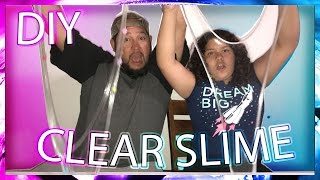 DIY CLEAR SLIME WITH MY DAD SO EASY ANYONE CAN MAKE IT LIQUID GLASS [upl. by Yovonnda]