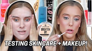 Full Face of New Drugstore Skincare  Makeup Drugstore Makeup  Skincare First Impressions [upl. by Kensell389]