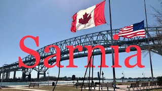 Sarnia Ontario Downtown  Blue Water Bridge  CanadaUSA border  Best City to live in Canada 4K [upl. by Anelagna108]