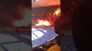 Hertha BSC  Dynamo Dresden  PyroShow im Dynamo Block  30102019  DFB Pokal [upl. by Kass]