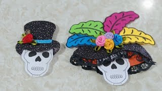 Cómo hacer sombreros de Catrín y Catrina en foamy Díademuertos 2denoviembre tradiciónmexicana [upl. by Keele]