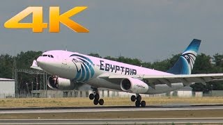 Bumpy crosswind landing Airbus A330 Egyptair at Frankfurt  18072015 [upl. by Efi]