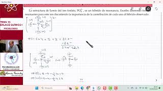 TEMA 10 ENLACE QUÍMICO I  EJERCICIO 18 DIBUJAR ESTRUCTURAS RESONANTES DEL ION FOSFATO [upl. by Ecienaj]