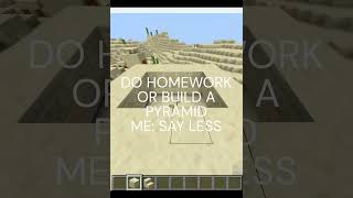 DO HOMEWORK OR BUILD A PYRAMID minecraftfunnyshorts memes [upl. by Germayne225]