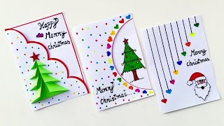 3 Easy amp Beautiful white paper christmas Card makingDIY Merry Christmas greeting cardHandmade card [upl. by Jamima]