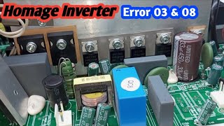 Homage solar inverter error 03 amp 08 solution  Uzair Electronics [upl. by Heiney]