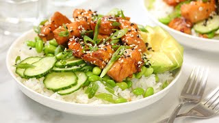 Teriyaki Salmon Bowl  Healthy Meal Prep Recipe [upl. by Yesnik]