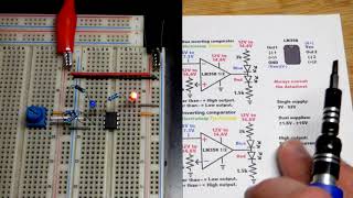 12V Op Amp Inverting Comparator demo circuit using LM358 operational amplifier [upl. by Akela]