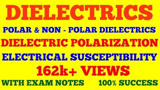 DIELECTRICS  NON POLAR amp POLAR DIELECTRICS  DIELECTRIC POLARIZATION  SUSCEPTIBILITY  WITH NOTES [upl. by Botti]