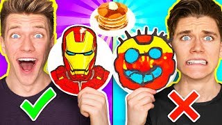 PANCAKE ART CHALLENGE Mystery Wheel amp Learn How To Make Avengers Wreck It Ralph 2 Diy Fortnite [upl. by Ainevuol67]