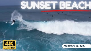 Surfing Sunset Beach 4k droneFEB19 [upl. by Nimaj215]