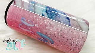 Half Split Glitter Can Cooler Tutorial [upl. by Naehgem750]